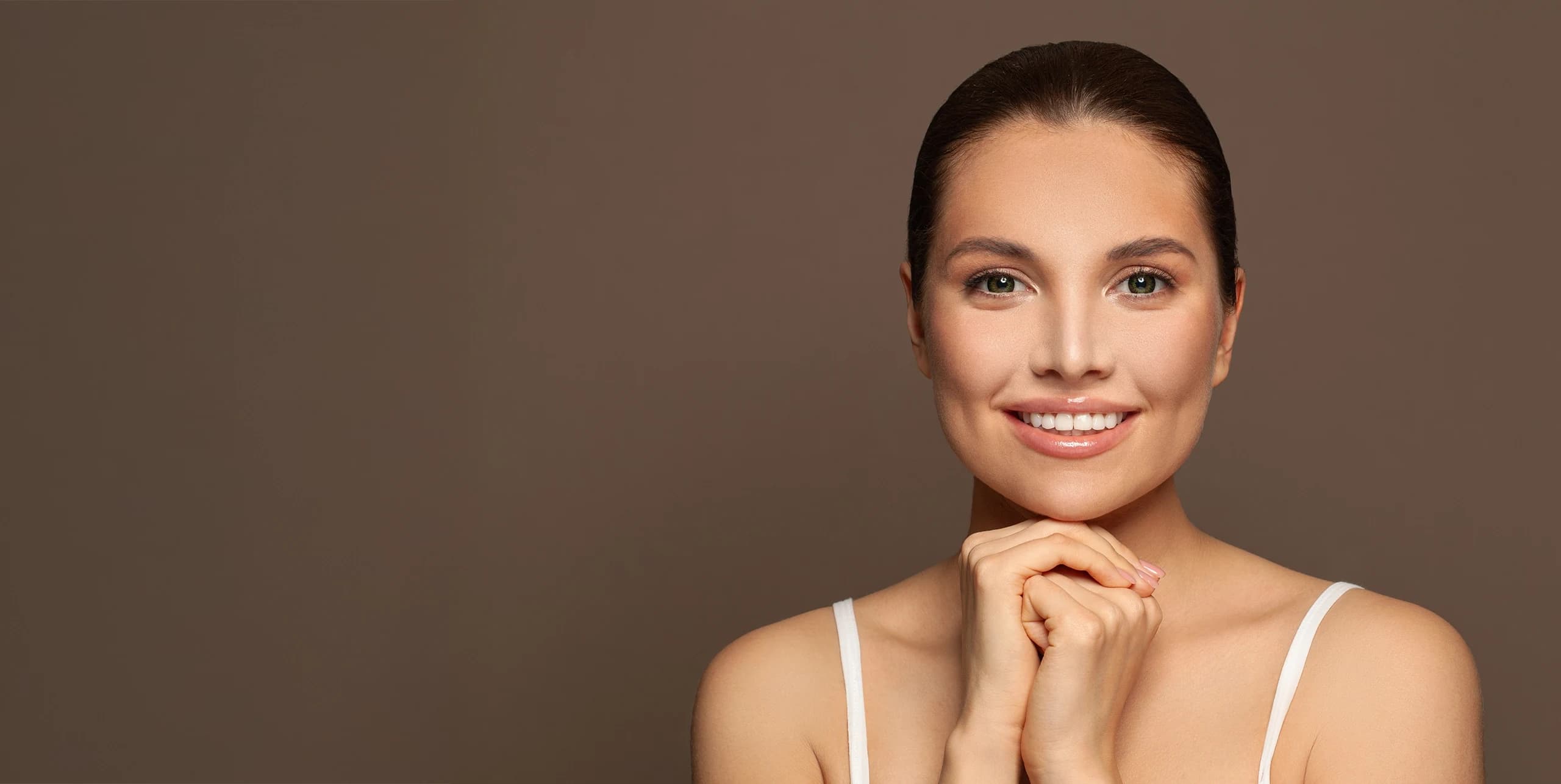 Stock image of beautiful woman smiling with beautiful skin