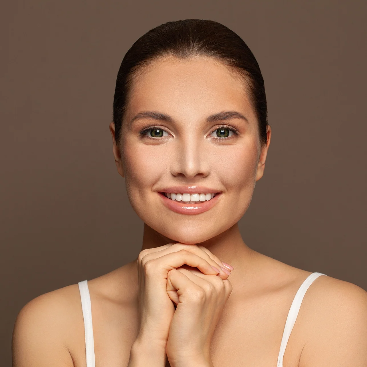 Stock image of beautiful woman smiling with beautiful skin